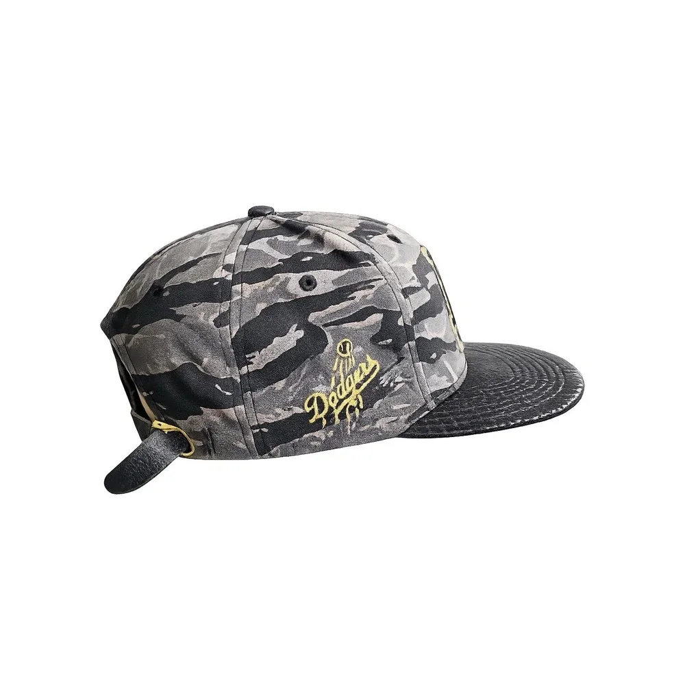 LA Dodgers Camo SnapBack Hat Black Brim Gold Logo Baseball Cap Adjustable